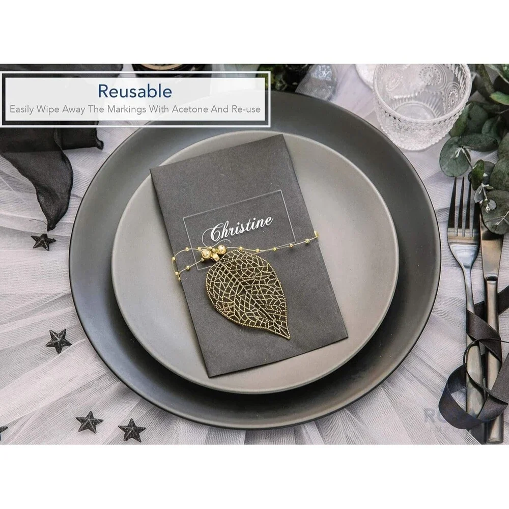 Set of 10 Place Cards Clear Acrylic Blank Plates, Table Seating Number Tiles